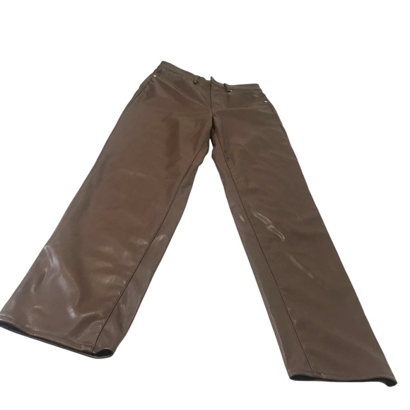 Vintage Brown Faux Leather Pants Women’s High Waist Straight Leg RetroY2K Size 4 - Picture 10 of 12